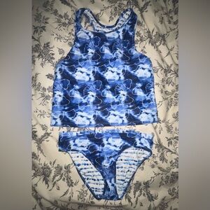 Eddie Bauer Blue and white heart 2pcs bikini tank and bottom